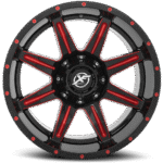 XF Off-Road XF-215 20×10 8×165.1 8×180 -12 CB 125.2 Gloss Black Red Milled and Red Milled Dots - Image 2
