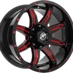 XF Off-Road XF-215 20×10 8×165.1 8×170 -12 CB 125.2 Gloss Black Red Milled and Red Dots