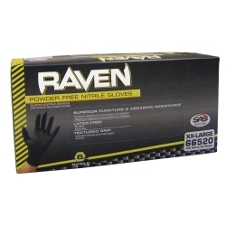 SA (SAS66517 SAS RAVEN POWDER FREE BLACK NITRILE GLOVES - MEDIUM)