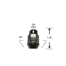Excalibur (BOX OF 50 1960LHD 9/16 3/4 HEX BULGE SEAT CHROME ACORN (1.72" TALL))
